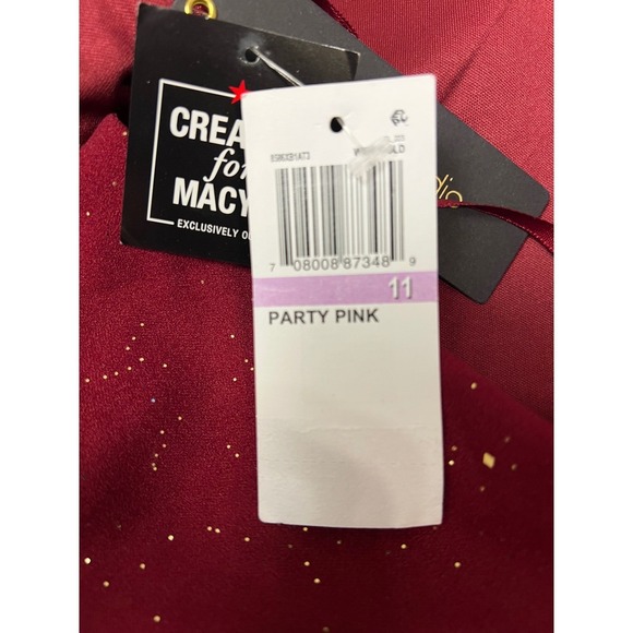 City Studio Wine Gold Glitter Criss Cross Back Fit Flare Dress Junior Size 11 - Picture 8 of 14